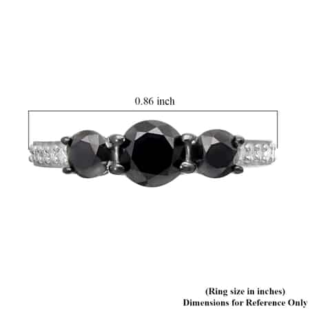Black Diamond and White Diamond Ring in Platinum Over Sterling Silver (Size 10.0) 2.00 ctw image number 5