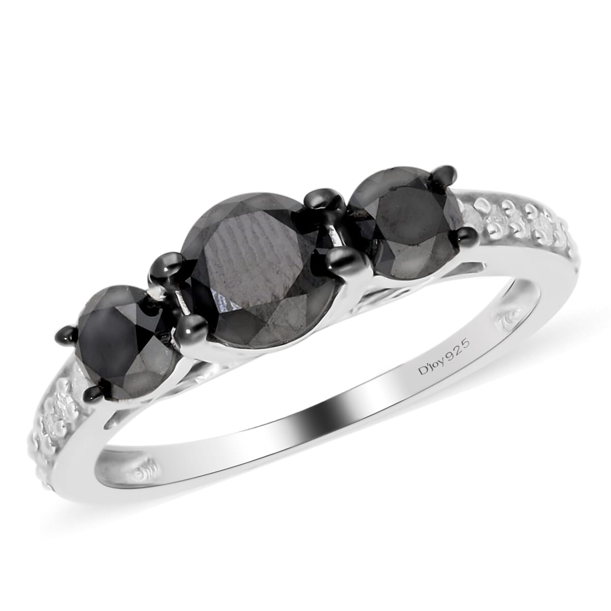 Black Diamond and White Diamond Ring in Platinum Over Sterling Silver (Size 7.0) 2.00 ctw image number 0