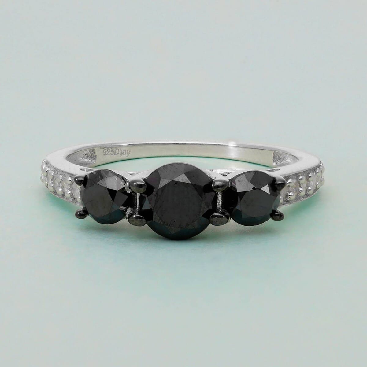 Black Diamond and White Diamond Ring in Platinum Over Sterling Silver (Size 7.0) 2.00 ctw image number 1