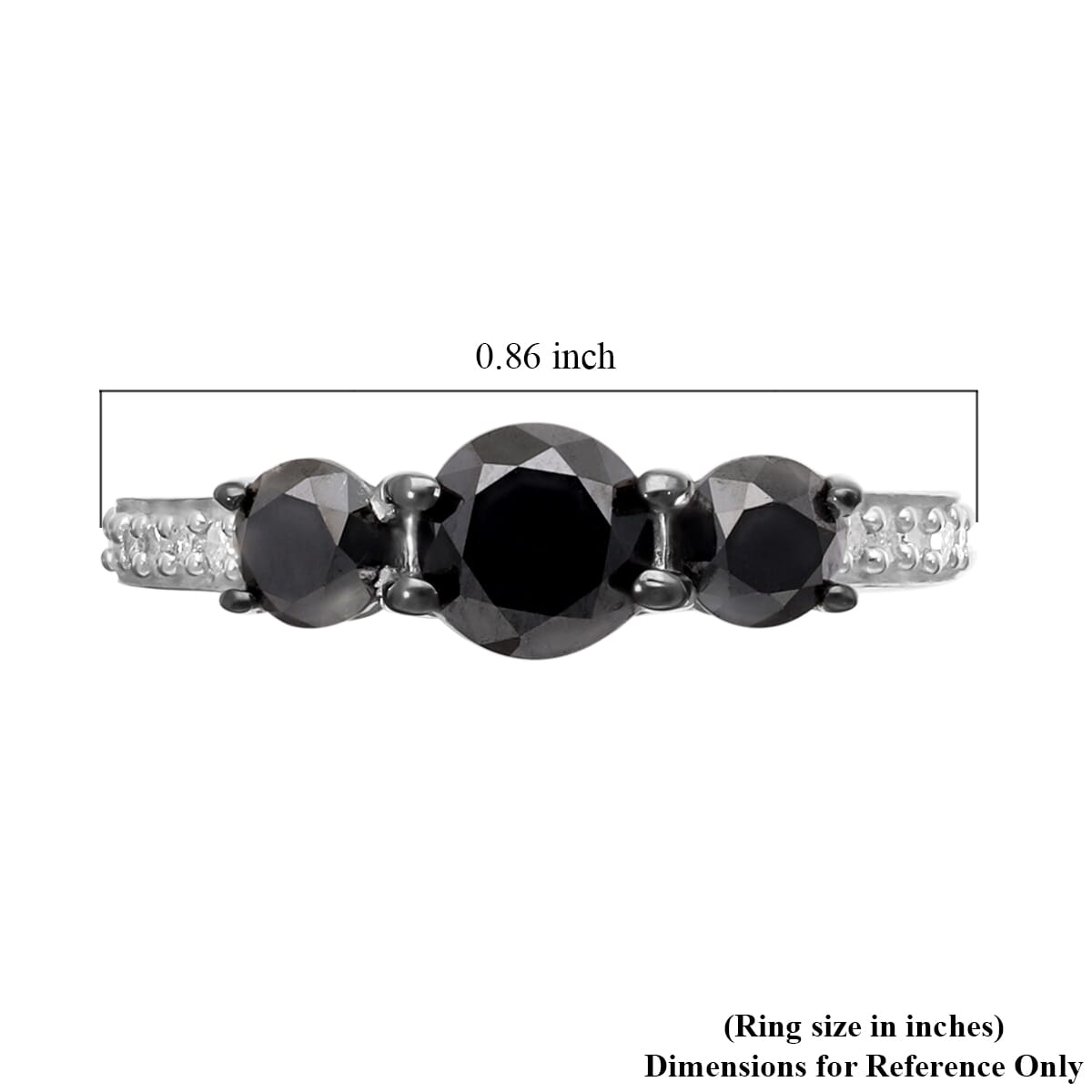 Black Diamond and White Diamond Ring in Platinum Over Sterling Silver (Size 7.0) 2.00 ctw image number 5