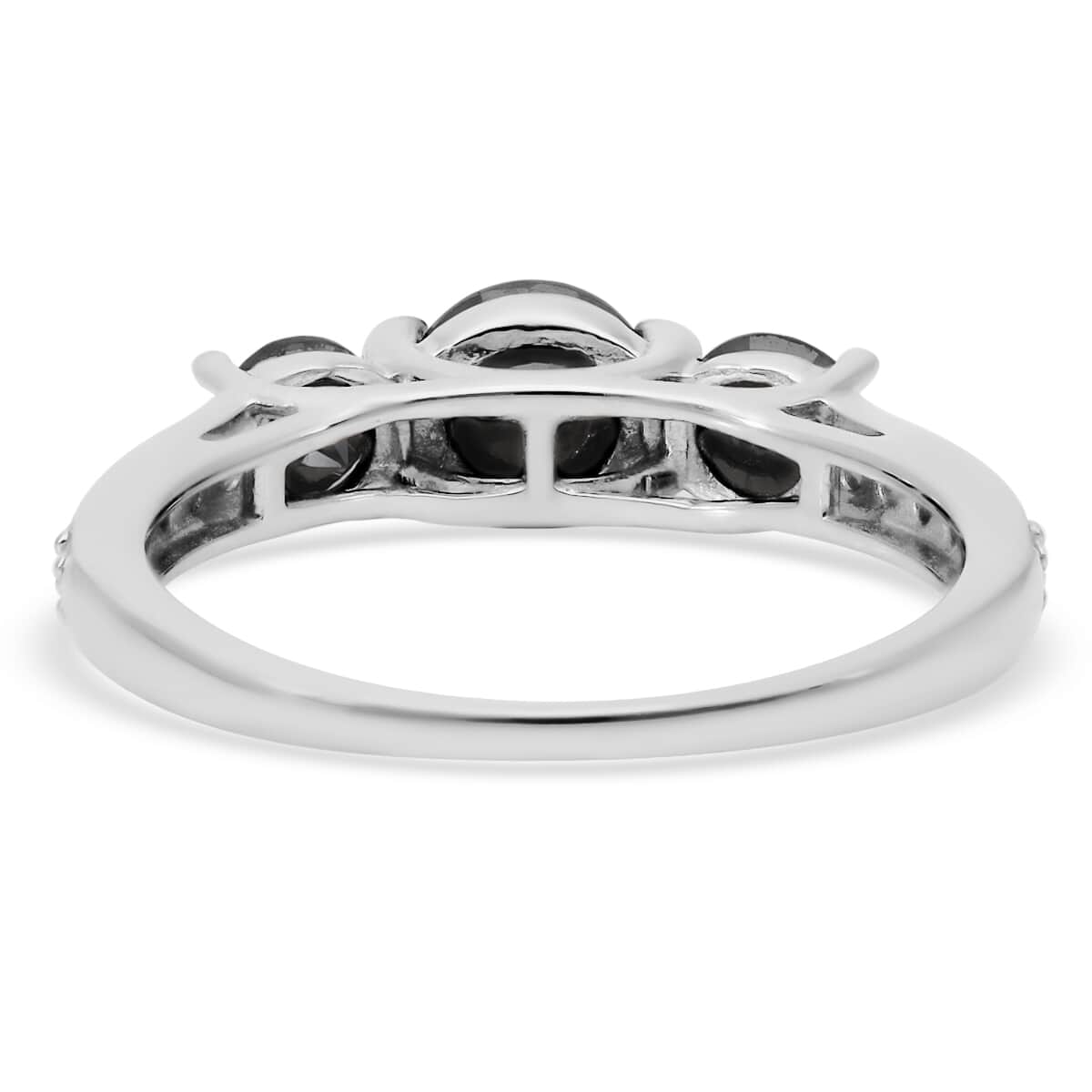 Black Diamond and White Diamond Ring in Platinum Over Sterling Silver (Size 8.0) 2.00 ctw image number 4
