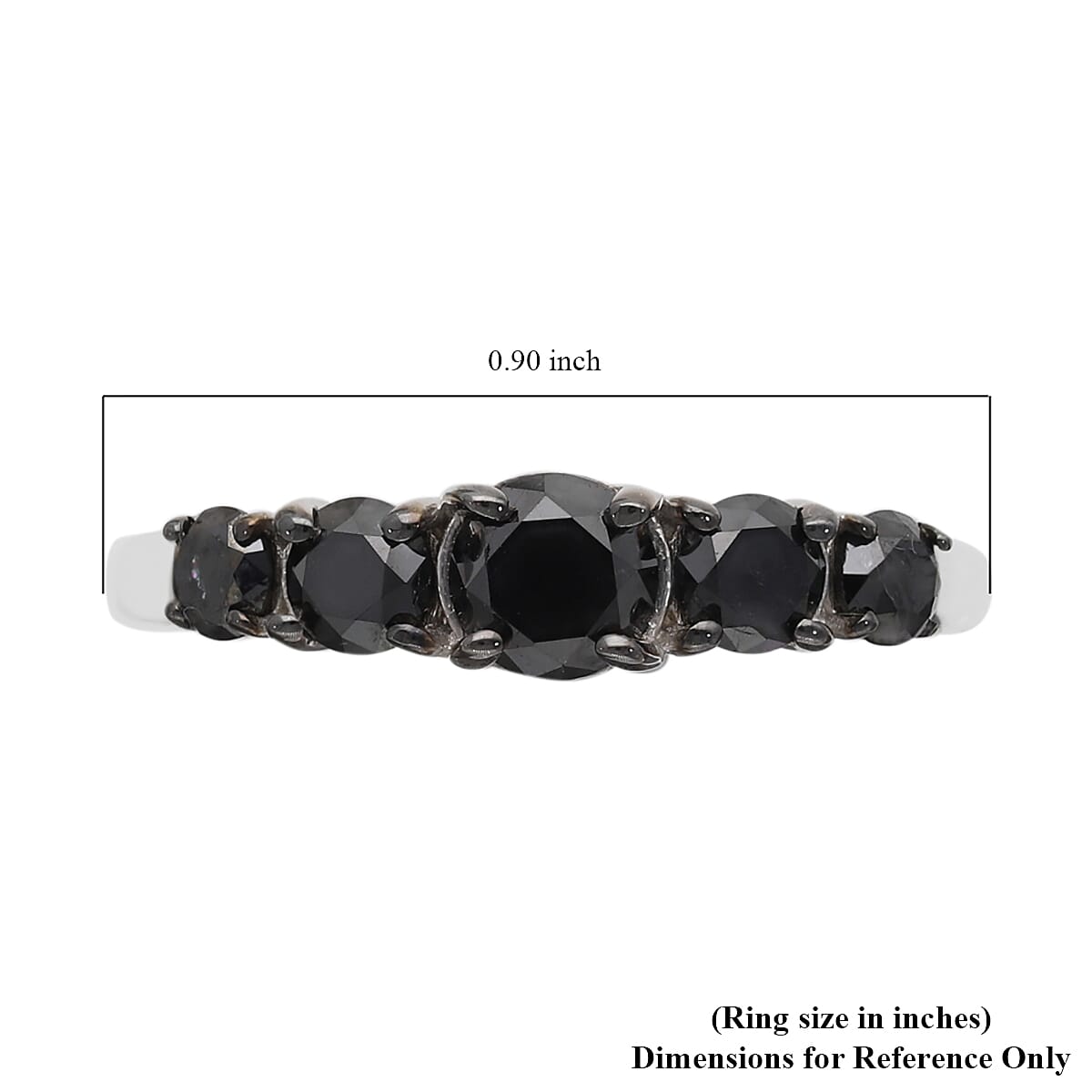 Black Diamond Ring in Platinum Over Sterling Silver (Size 8.0) 1.50 ctw image number 5