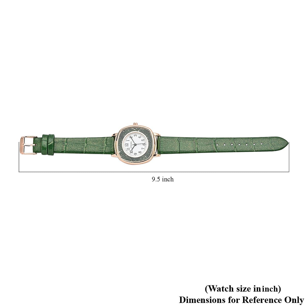 Strada Japanese Movement Green Austrian Crystal Watch with Green Faux Leather Strap (36mm) (7.25-8.75 Inches) image number 6