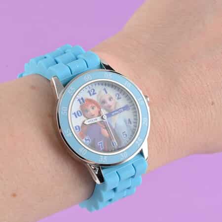 Disney Japanese Movement Frozen Sisters Watch in Blue (38mm) , Designer Silicone Watch , Analog Luxury Wristwatch image number 1