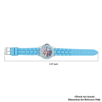 Disney Japanese Movement Frozen Sisters Watch in Blue (38mm) , Designer Silicone Watch , Analog Luxury Wristwatch