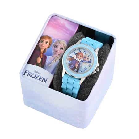 Disney Japanese Movement Frozen Sisters Watch in Blue (38mm) , Designer Silicone Watch , Analog Luxury Wristwatch image number 5