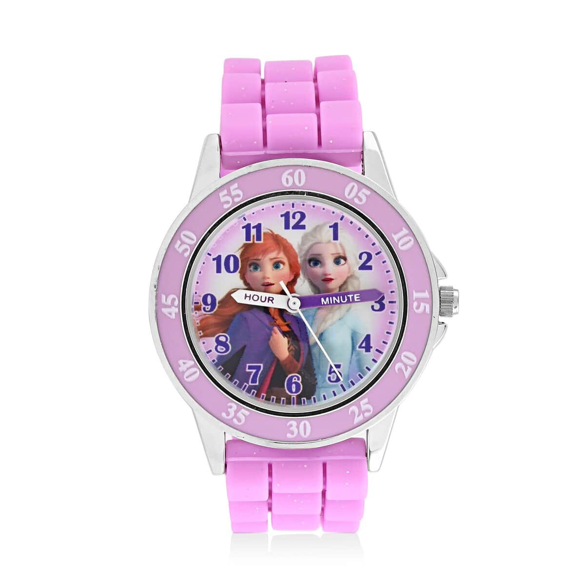 Disney Japanese Movement Frozen Sisters Watch in Purple (38mm) , Designer Silicone Watch , Analog Luxury Wristwatch image number 0
