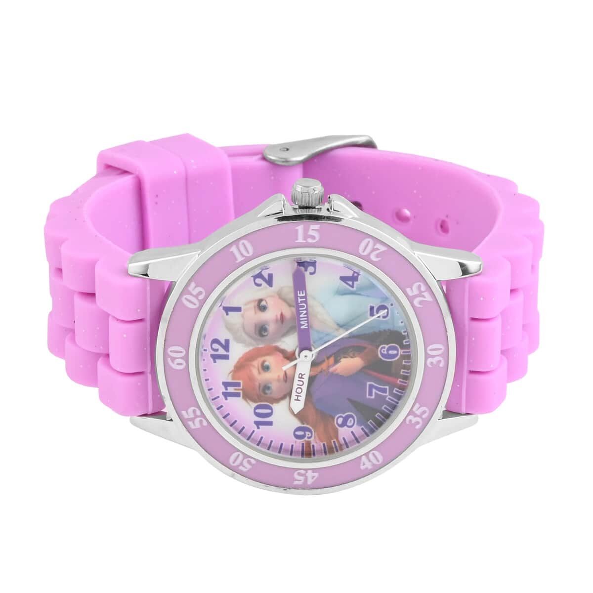 Disney Japanese Movement Frozen Sisters Watch in Purple (38mm) , Designer Silicone Watch , Analog Luxury Wristwatch image number 2