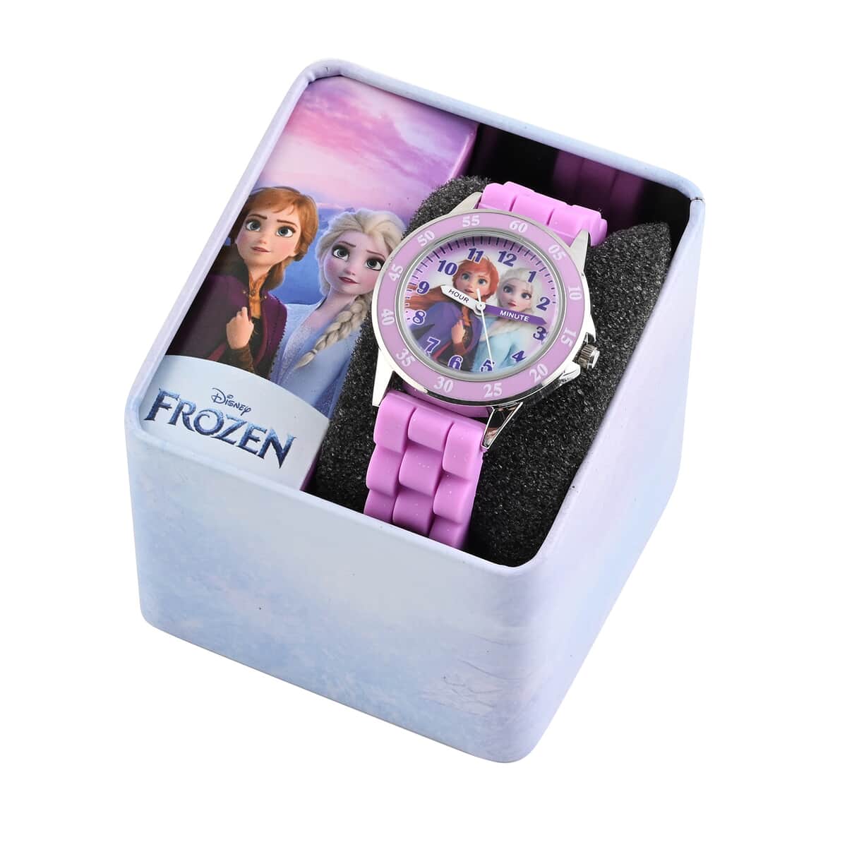 Disney Japanese Movement Frozen Sisters Watch in Purple (38mm) , Designer Silicone Watch , Analog Luxury Wristwatch image number 5