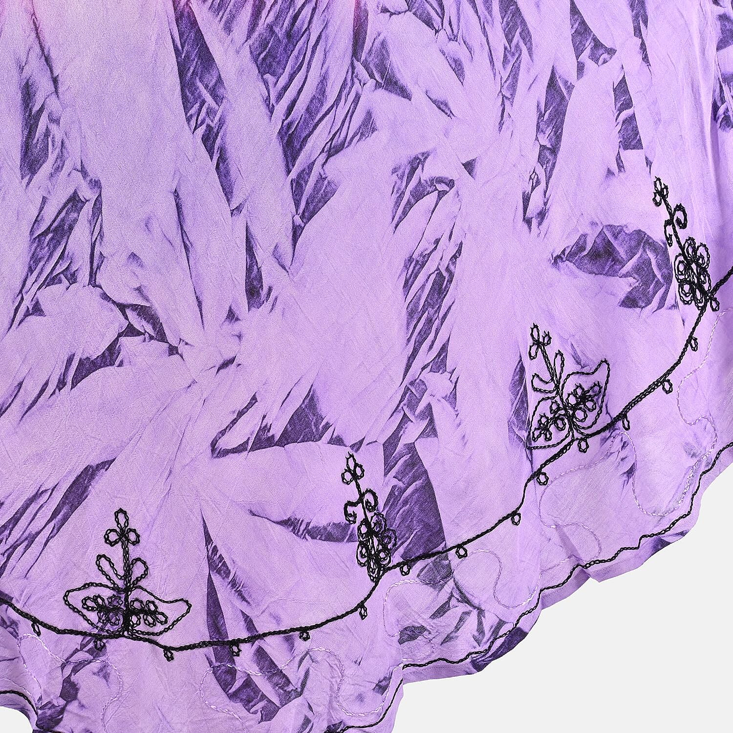 Tamsy Pink and Purple Embroidered Tie Dye Umbrella Dress - One Size Plus | Women's Dress | Summer Dress | Western Dress | Sleeveless Dress
