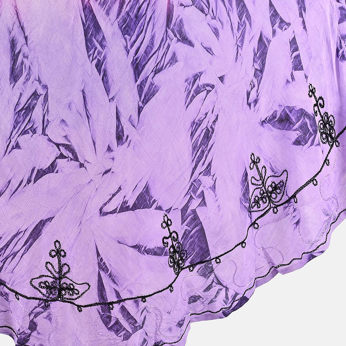 Tamsy Pink and Purple Embroidered Tie Dye Umbrella Dress - One Size Plus | Women's Dress | Summer Dress | Western Dress | Sleeveless Dress image number 4