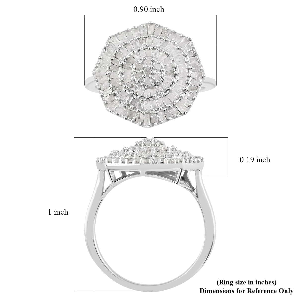 DEAL OF THE HOUR Diamond Flower Ring in Platinum Over Sterling Silver (Size 10.0) 1.00 ctw image number 3
