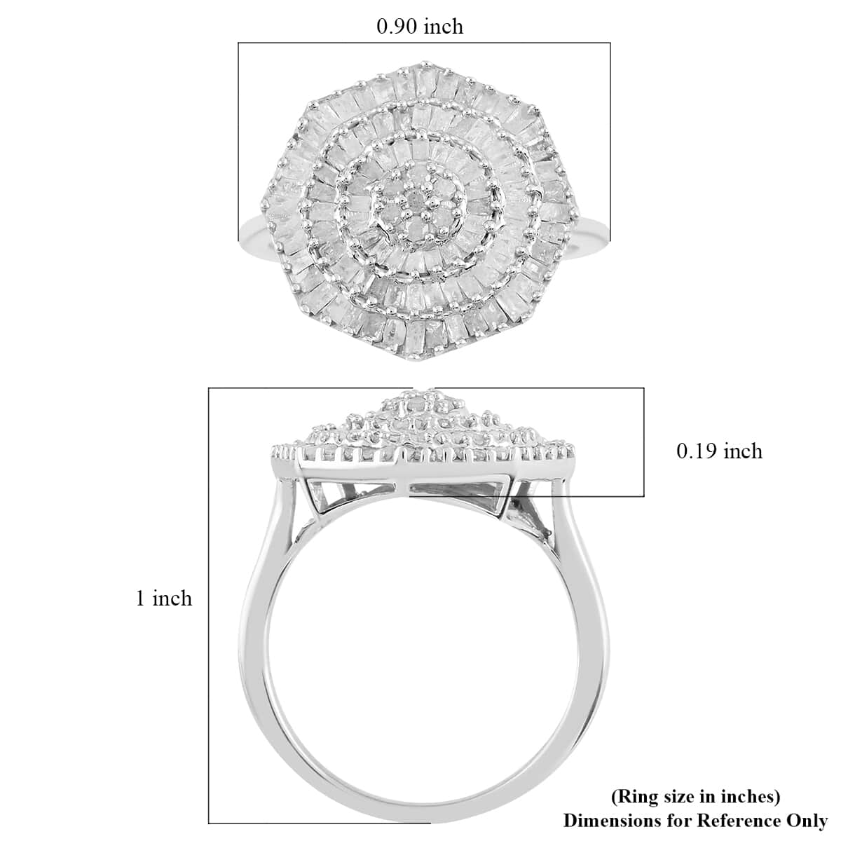 Diamond Flower Ring in Platinum Over Sterling Silver (Size 6.0) 1.00 ctw image number 3