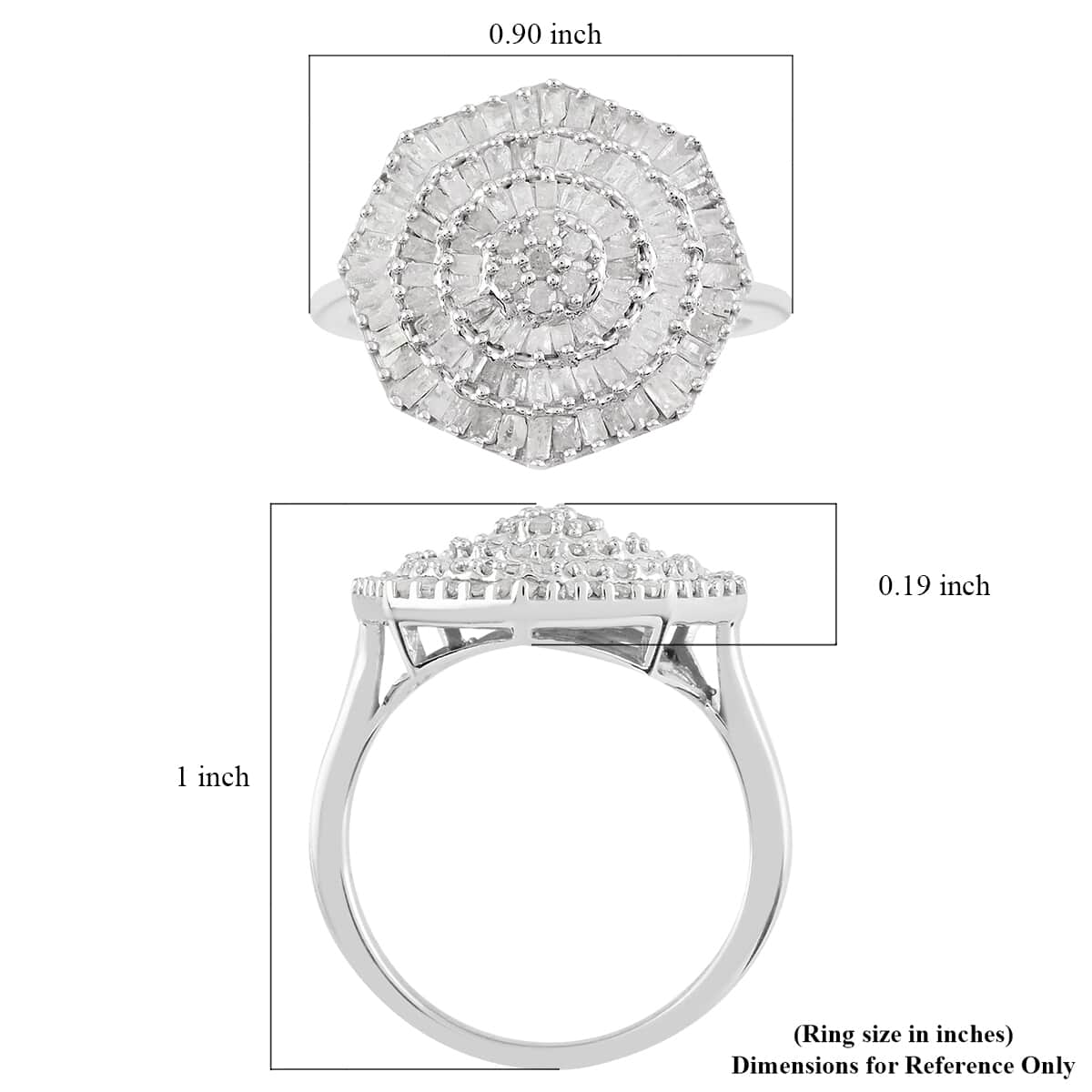 Diamond Flower Ring in Platinum Over Sterling Silver (Size 6.0) 1.00 ctw image number 4