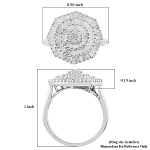 Diamond 1.00 ctw Flower Ring in Platinum Over Sterling Silver (Size 7.0)