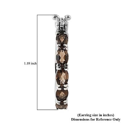 Brazilian Smoky Quartz Hoop Earrings in Stainless Steel 3.85 ctw