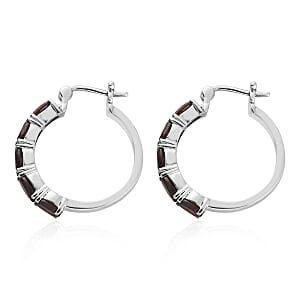 Mozambique Garnet Hoop Earrings in Stainless Steel 5.50 ctw