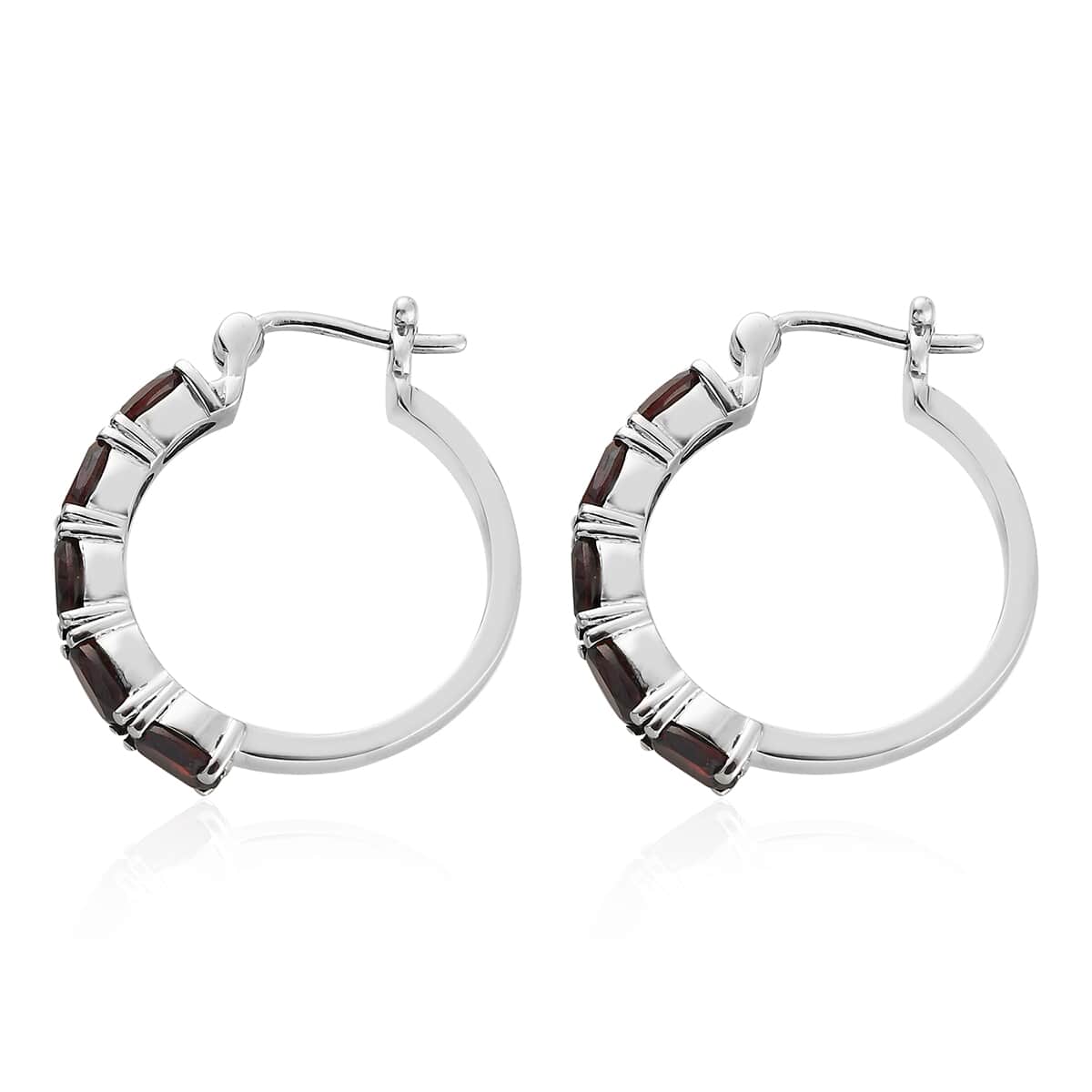Mozambique Garnet Hoop Earrings in Stainless Steel 5.50 ctw image number 3