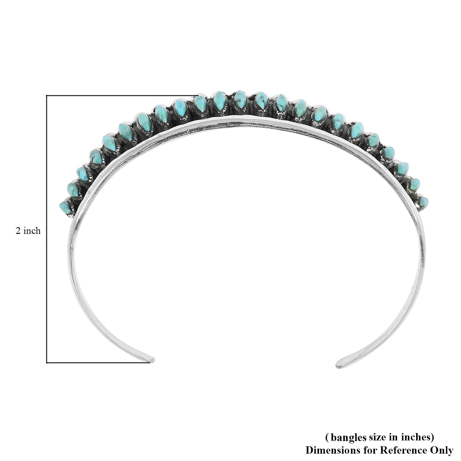 Santa Fe Style Turquoise Cuff Bracelet in Sterling Silver (7.00 In) 15 Grams 1.25 ctw