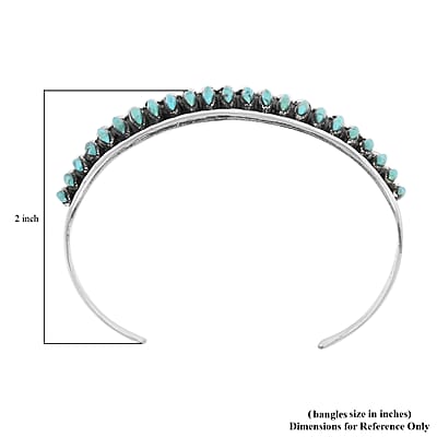 Santa Fe Style Turquoise Cuff Bracelet in Sterling Silver (7.00 In) 15 Grams 1.25 ctw