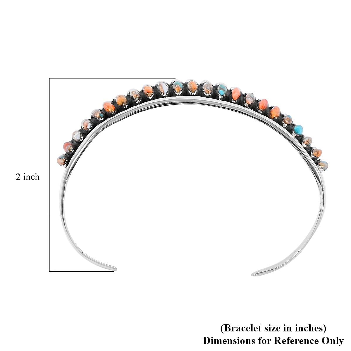 Santa Fe Style Spiny Turquoise Cuff Bracelet in Sterling Silver (7.00 In) 16 Grams 0.75 ctw image number 4