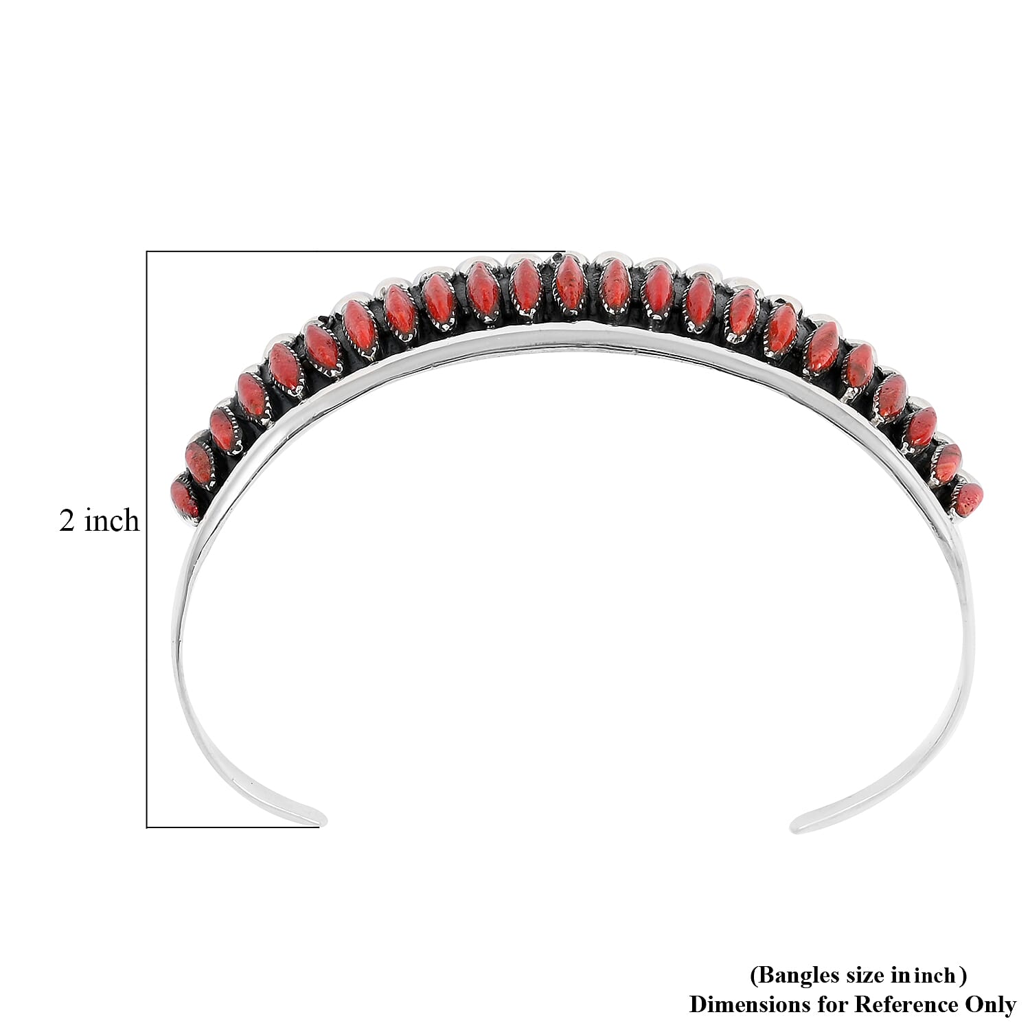 Santa Fe Style Enhanced Red Coral Cuff Bracelet in Sterling Silver (7.00 In) 15.90 Grams