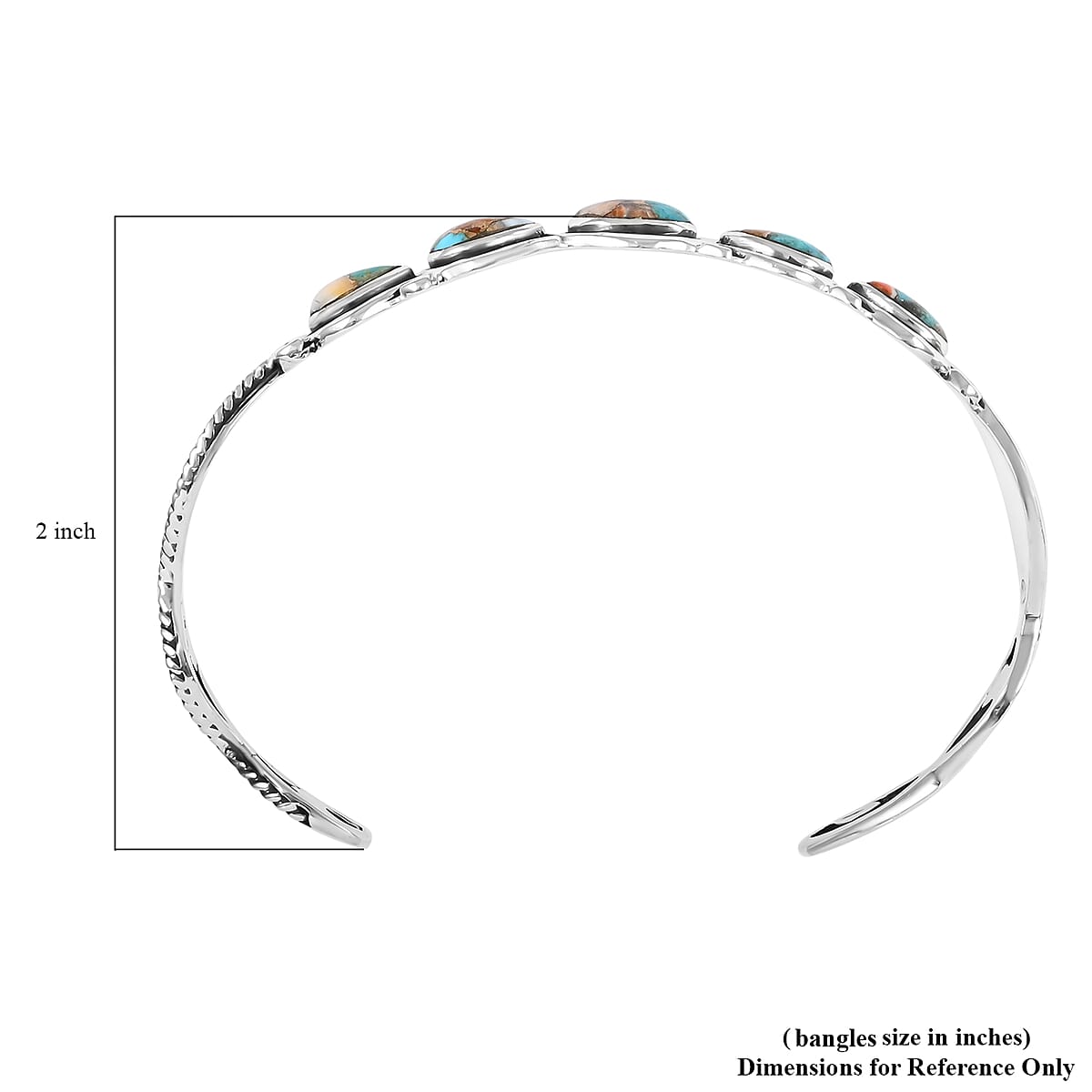 Santa Fe Style Spiny Turquoise Cuff Bracelet in Sterling Silver (7.00 In) 10.90 Grams 1.25 ctw image number 4