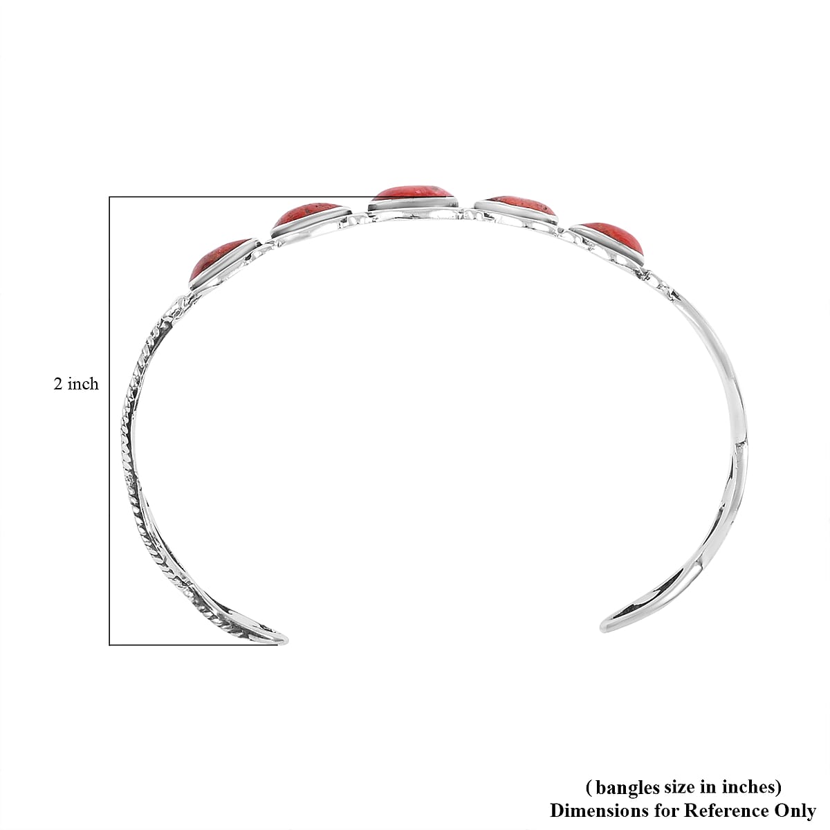 Santa Fe Style Red Coral Cuff Bracelet in Sterling Silver (7.00 In) 11.10 Grams image number 5