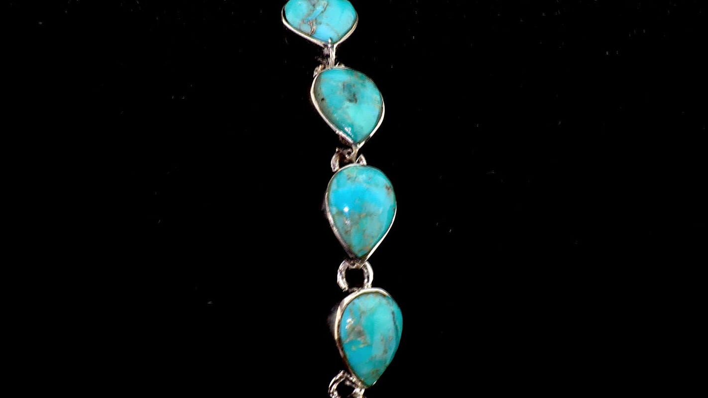 SANTA FE Style Turquoise Adjustable Toggle Clasp Bracelet in Sterling Silver 8.00 In (10.10 g) 3.00 ctw