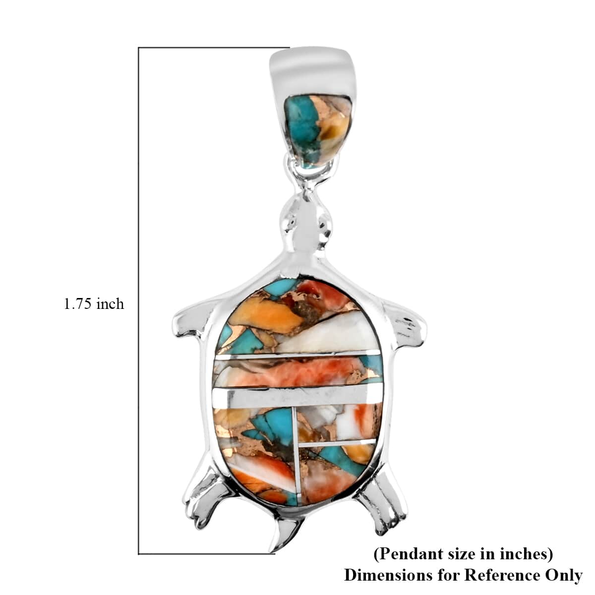Santa Fe Style Spiny Turquoise Turtle Pendant in Sterling Silver 7.60 Grams 0.75 ctw image number 3