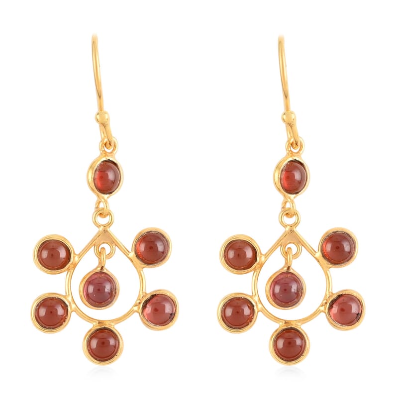 Mozambique Garnet Dangle Earrings in 14K Yellow Gold Over Sterling Silver 4.70 ctw