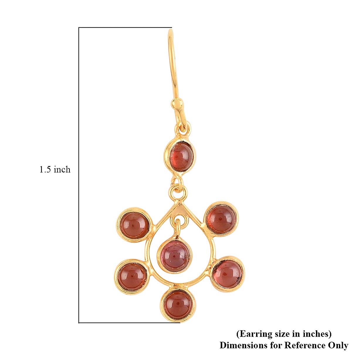 Mozambique Garnet Dangle Earrings in 14K Yellow Gold Over Sterling Silver 4.70 ctw