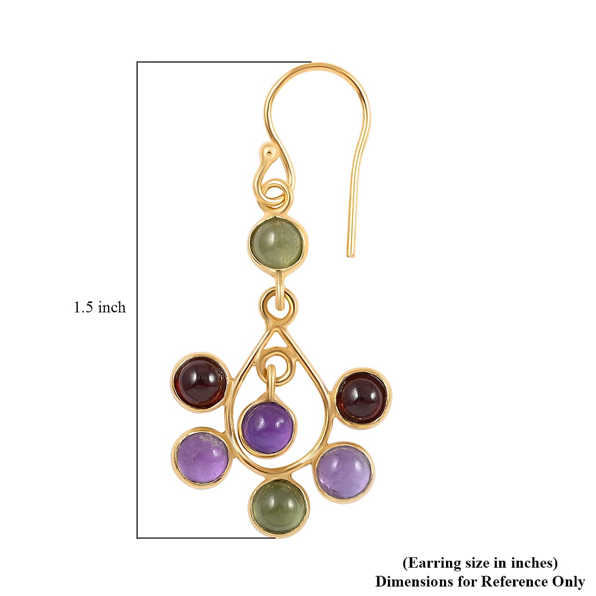 Multi Gemstone Dangle Earrings in 14K YG Over Sterling Silver 3.40 ctw image number 3