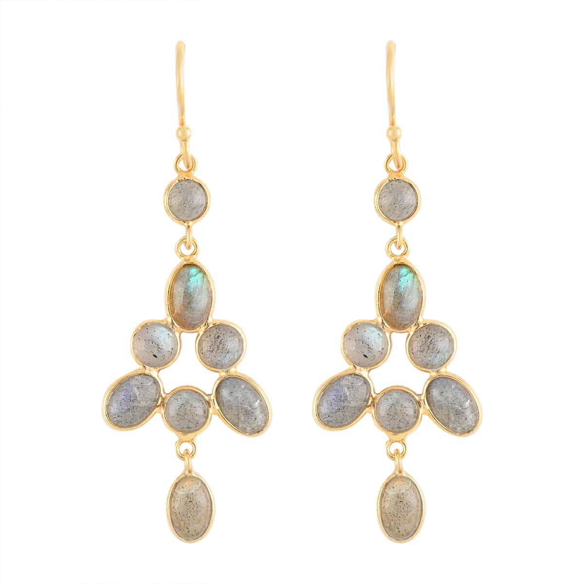 Malagasy Labradorite Dangle Earrings in 14K Yellow Gold Over Sterling Silver 4.00 ctw image number 0