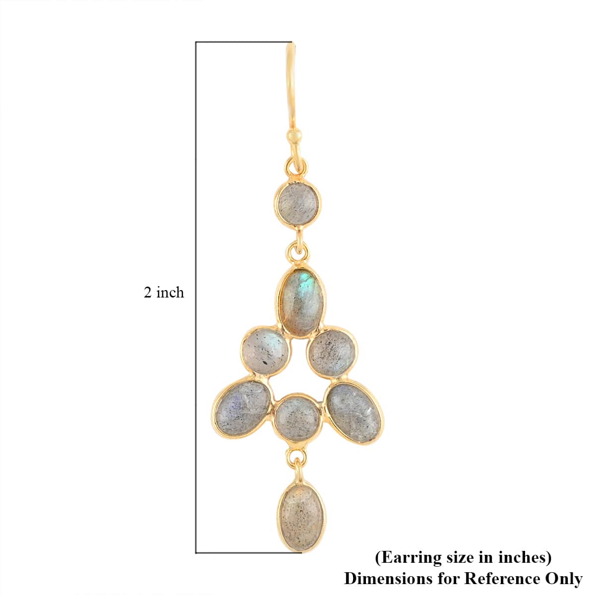 Malagasy Labradorite Dangle Earrings in 14K Yellow Gold Over Sterling Silver 4.00 ctw image number 4
