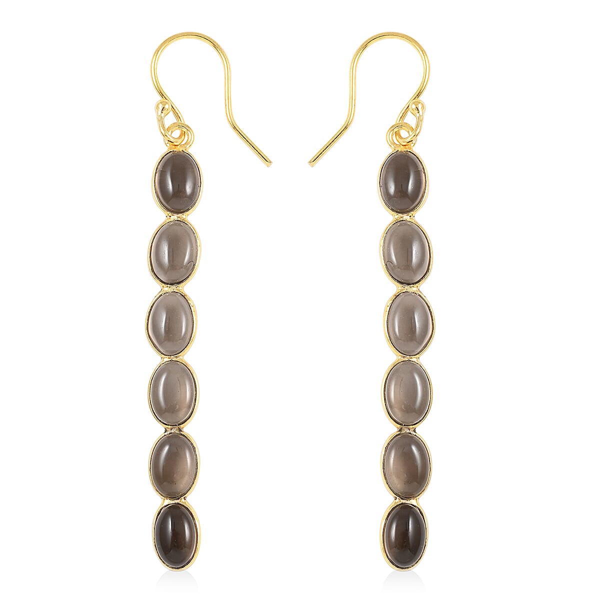 Brazilian Smoky Quartz Dangle Earrings in 14K Yellow Gold Over Sterling Silver 4.80 ctw