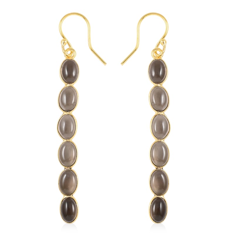 Brazilian Smoky Quartz Dangle Earrings in 14K Yellow Gold Over Sterling Silver 4.80 ctw