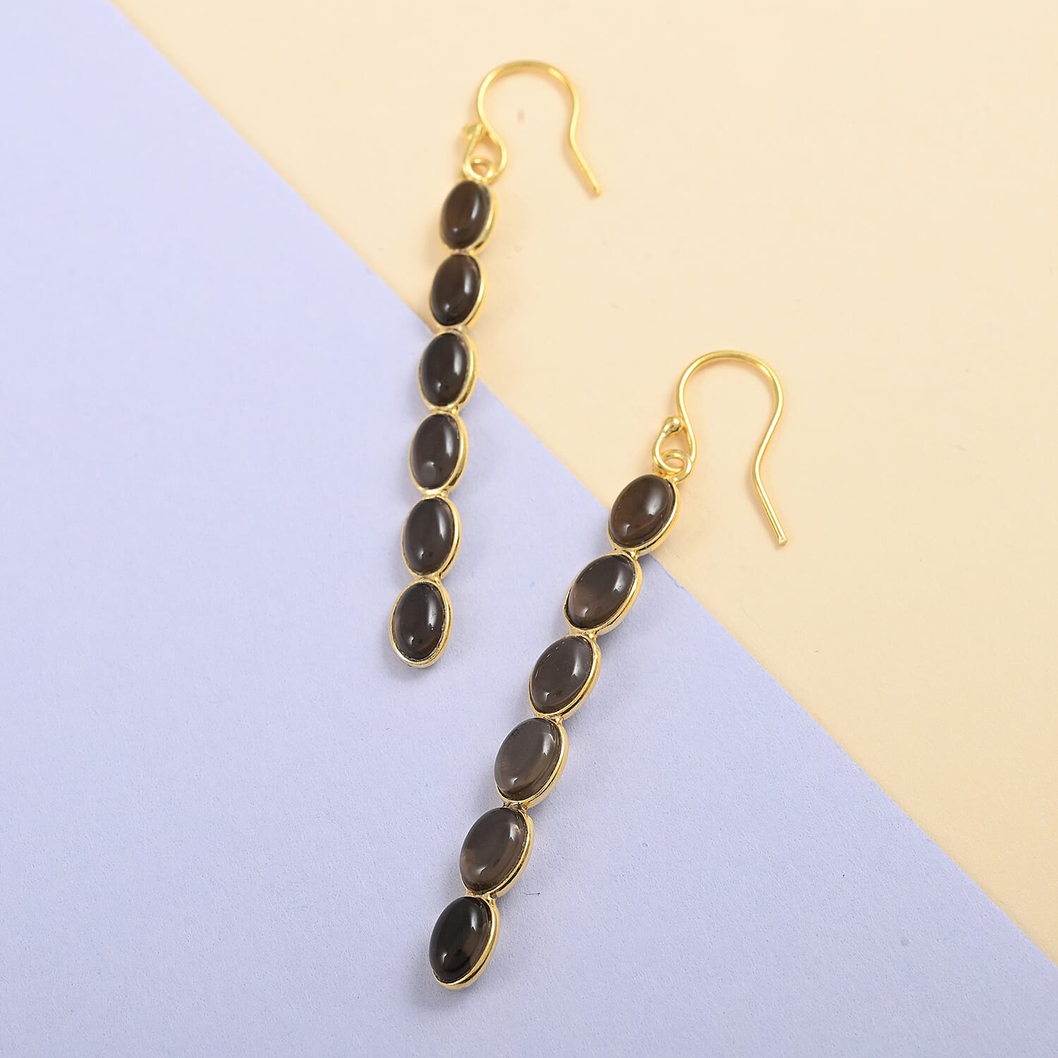 Brazilian Smoky Quartz Dangle Earrings in 14K Yellow Gold Over Sterling Silver 4.80 ctw