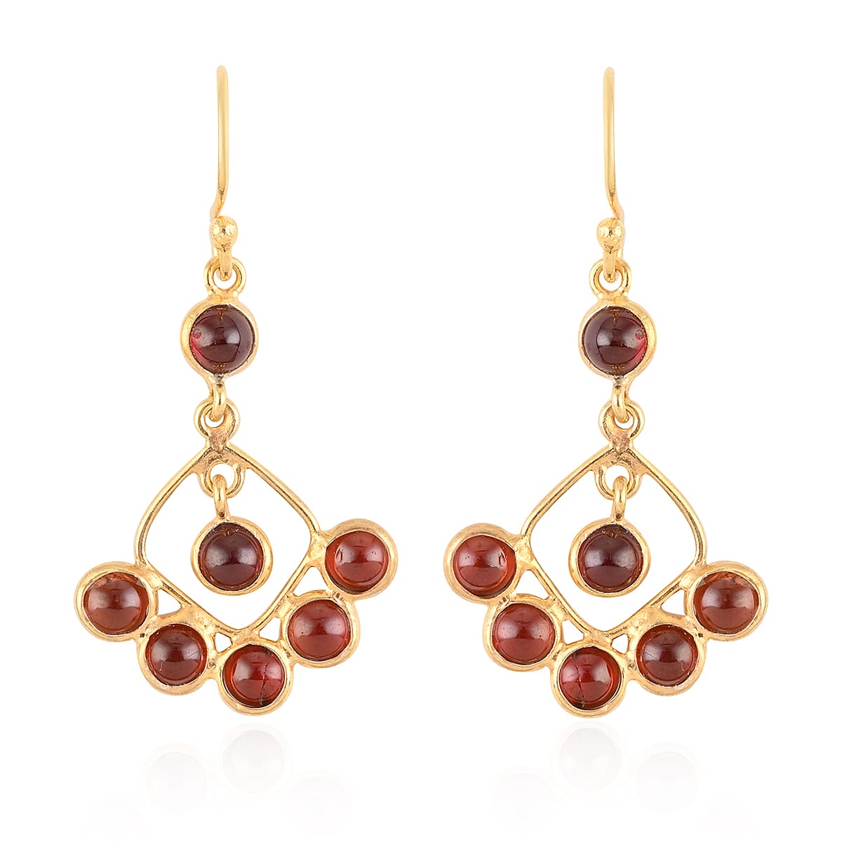 Mozambique Garnet Dangle Earrings in 14K Yellow Gold Over Sterling Silver 3.00 ctw