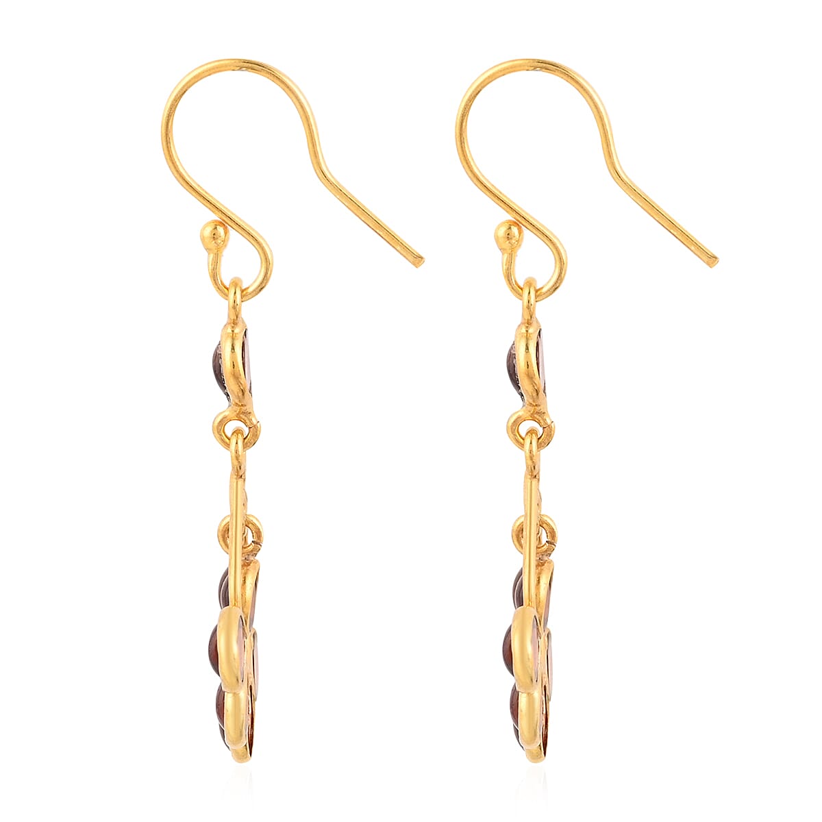 Mozambique Garnet Dangle Earrings in 14K Yellow Gold Over Sterling Silver 3.00 ctw