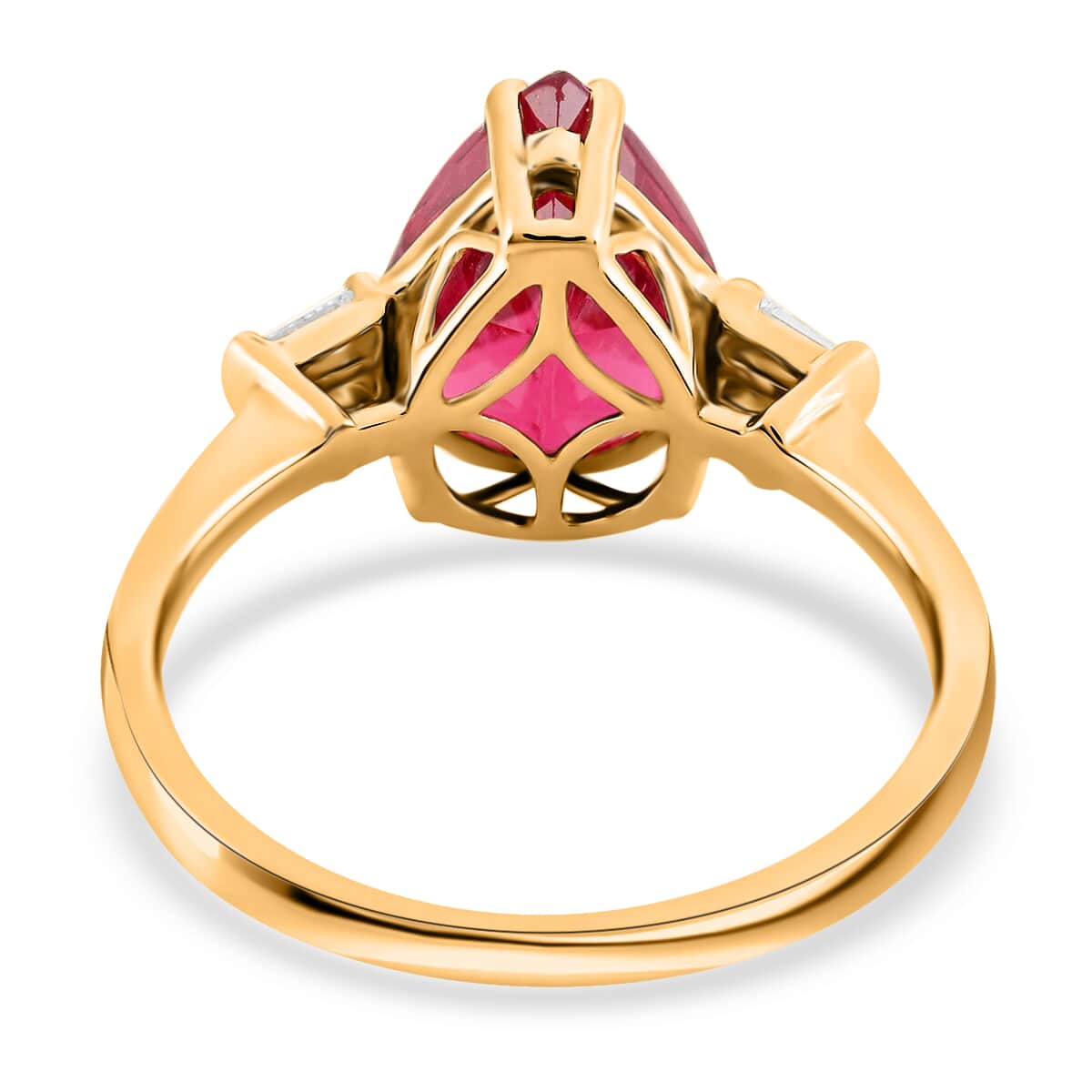 Certified & Appraised ILIANA 18K Yellow Gold AAA Ouro Fino Rubellite and Diamond G-H SI Ring 3.50 Grams 3.70 ctw image number 4