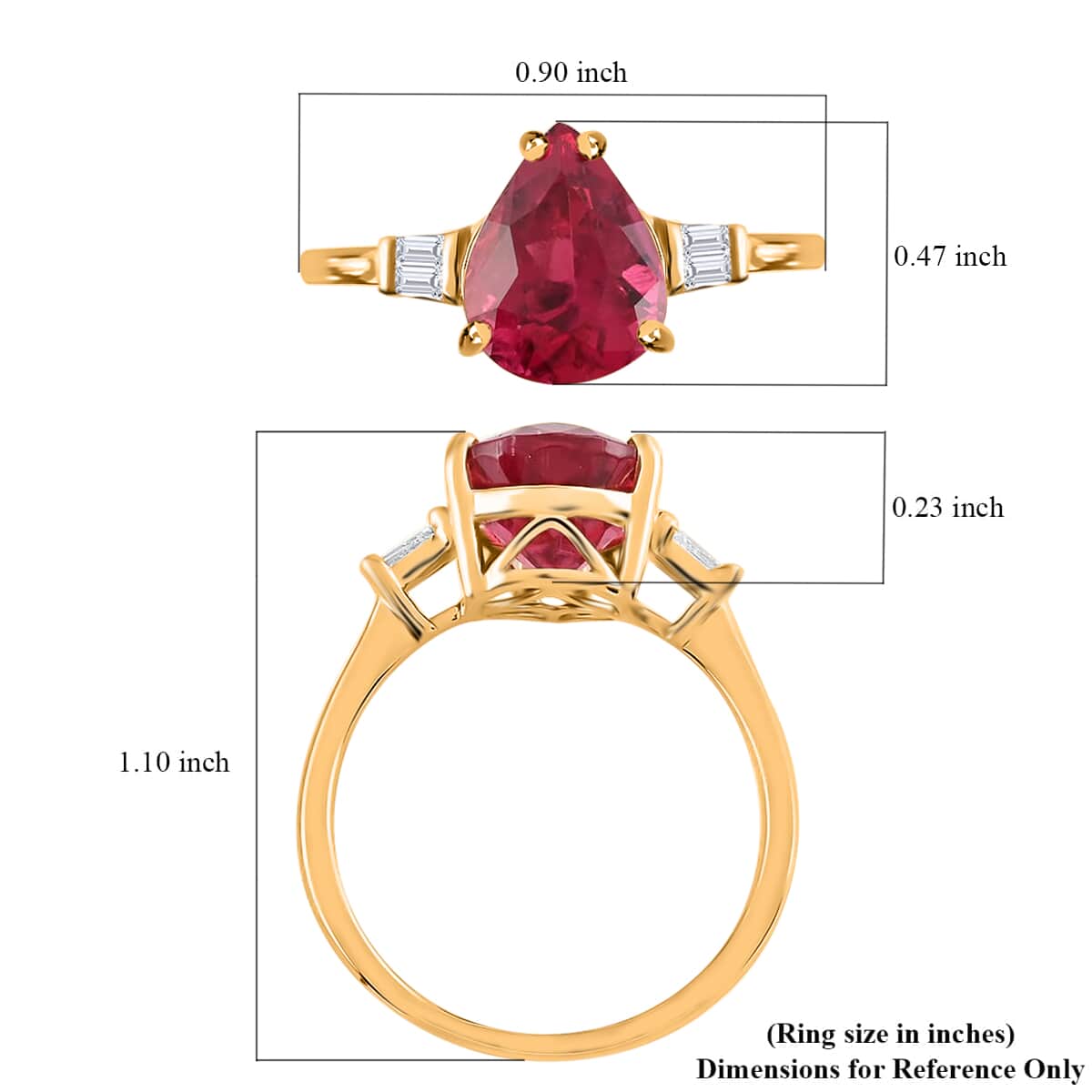 Certified & Appraised ILIANA 18K Yellow Gold AAA Ouro Fino Rubellite and Diamond G-H SI Ring 3.50 Grams 3.70 ctw image number 5