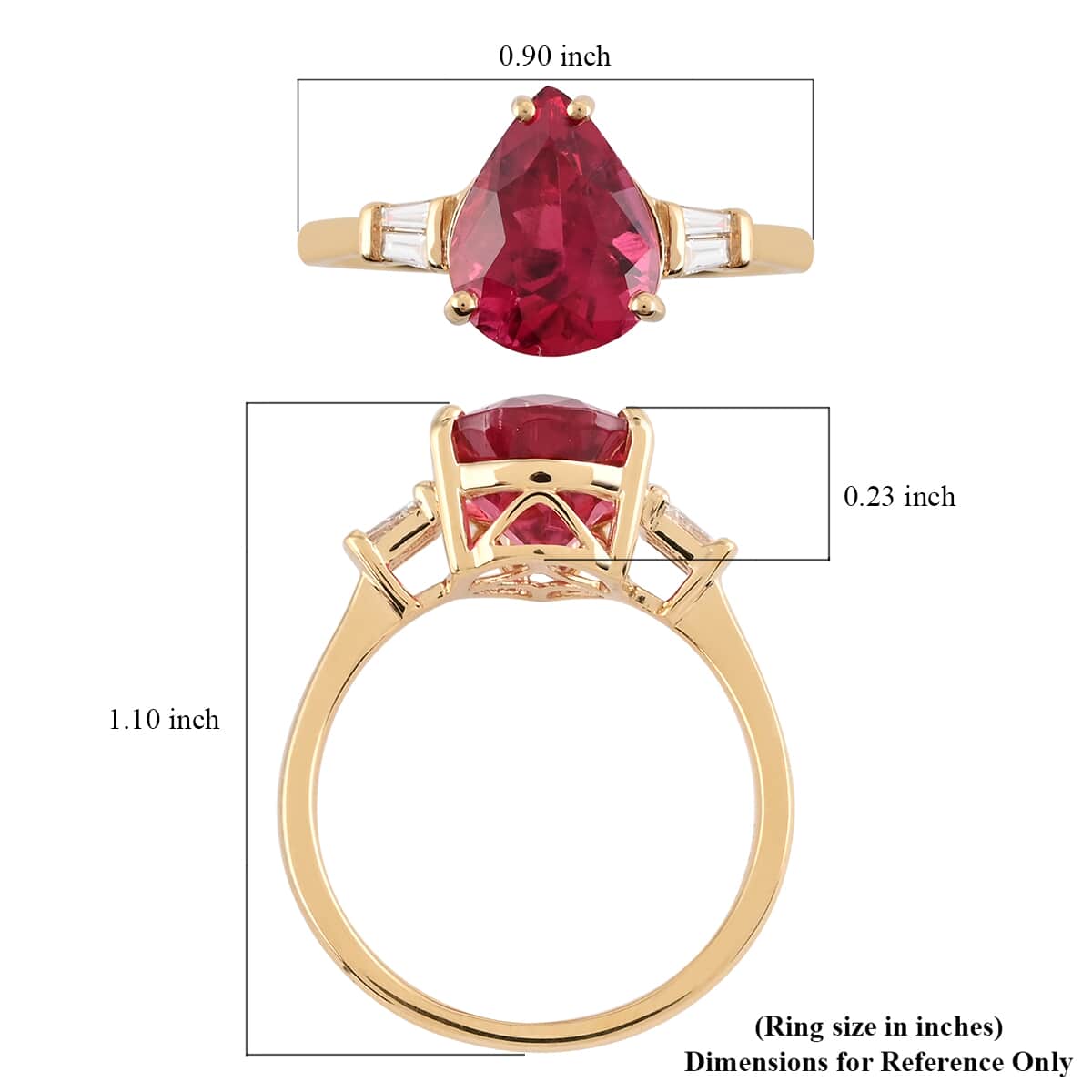 Certified and Appraised Iliana 18K Yellow Gold AAA Ouro Fino Rubellite and G-H SI Diamond Ring (Size 8.0) 3.50 Grams 3.70 ctw image number 5