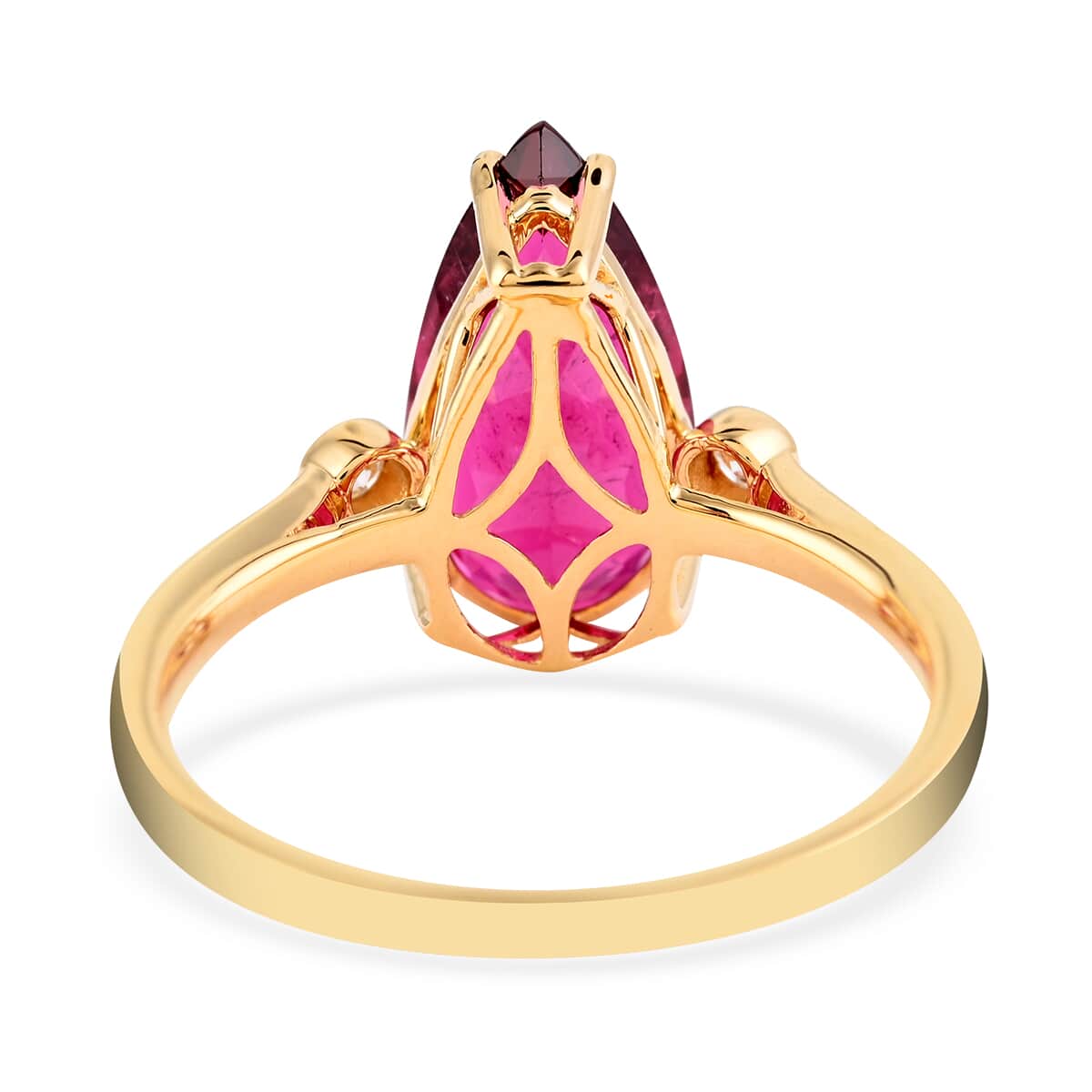 Certified and Appraised Iliana 18K Yellow Gold AAA Ouro Fino Rubellite and G-H SI Diamond Ring (Size 6.0) 3.20 Grams 3.90 ctw image number 4