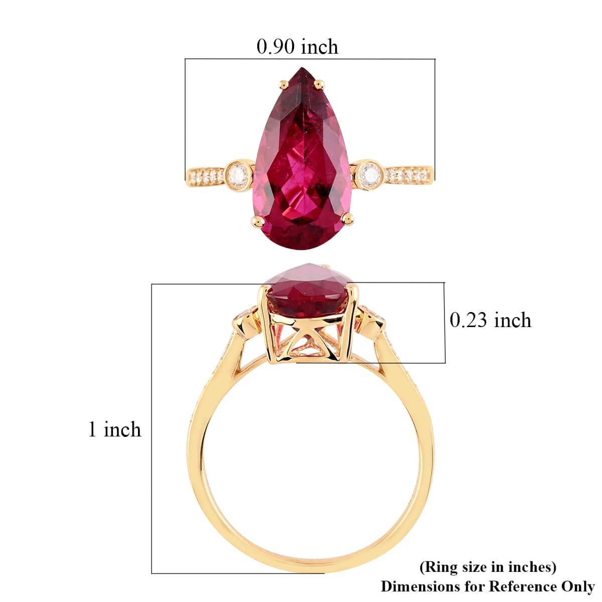 Certified and Appraised Iliana 18K Yellow Gold AAA Ouro Fino Rubellite and G-H SI Diamond Ring (Size 6.0) 3.20 Grams 3.90 ctw image number 5