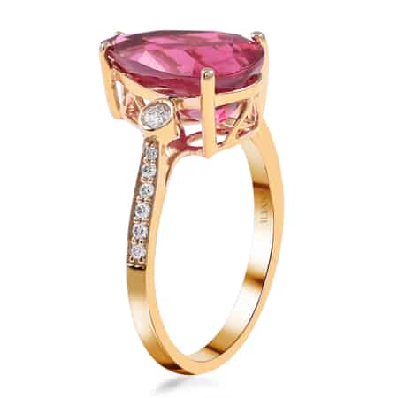 Certified Iliana 18K Yellow Gold AAA Ouro Fino Rubellite and G-H SI Diamond Ring (Size 9.0) 3.90 ctw image number 3