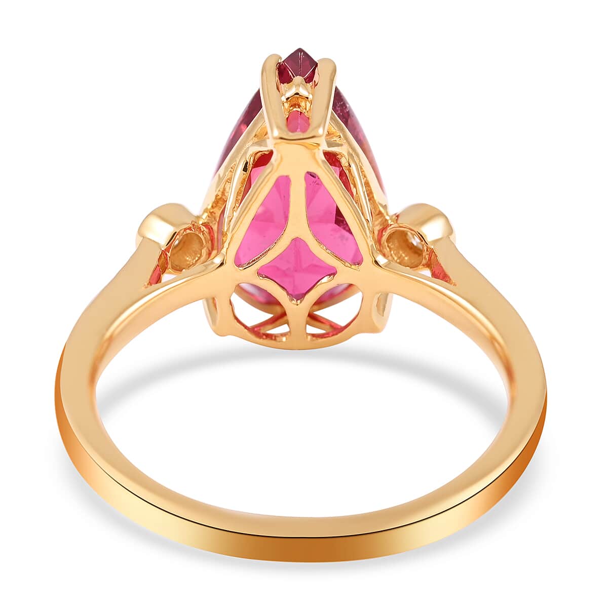 Certified Iliana 18K Yellow Gold AAA Ouro Fino Rubellite and G-H SI Diamond Ring (Size 9.0) 3.90 ctw image number 4