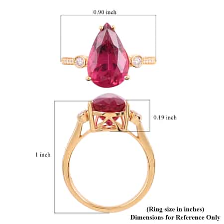 Certified Iliana 18K Yellow Gold AAA Ouro Fino Rubellite and G-H SI Diamond Ring (Size 9.0) 3.90 ctw image number 5