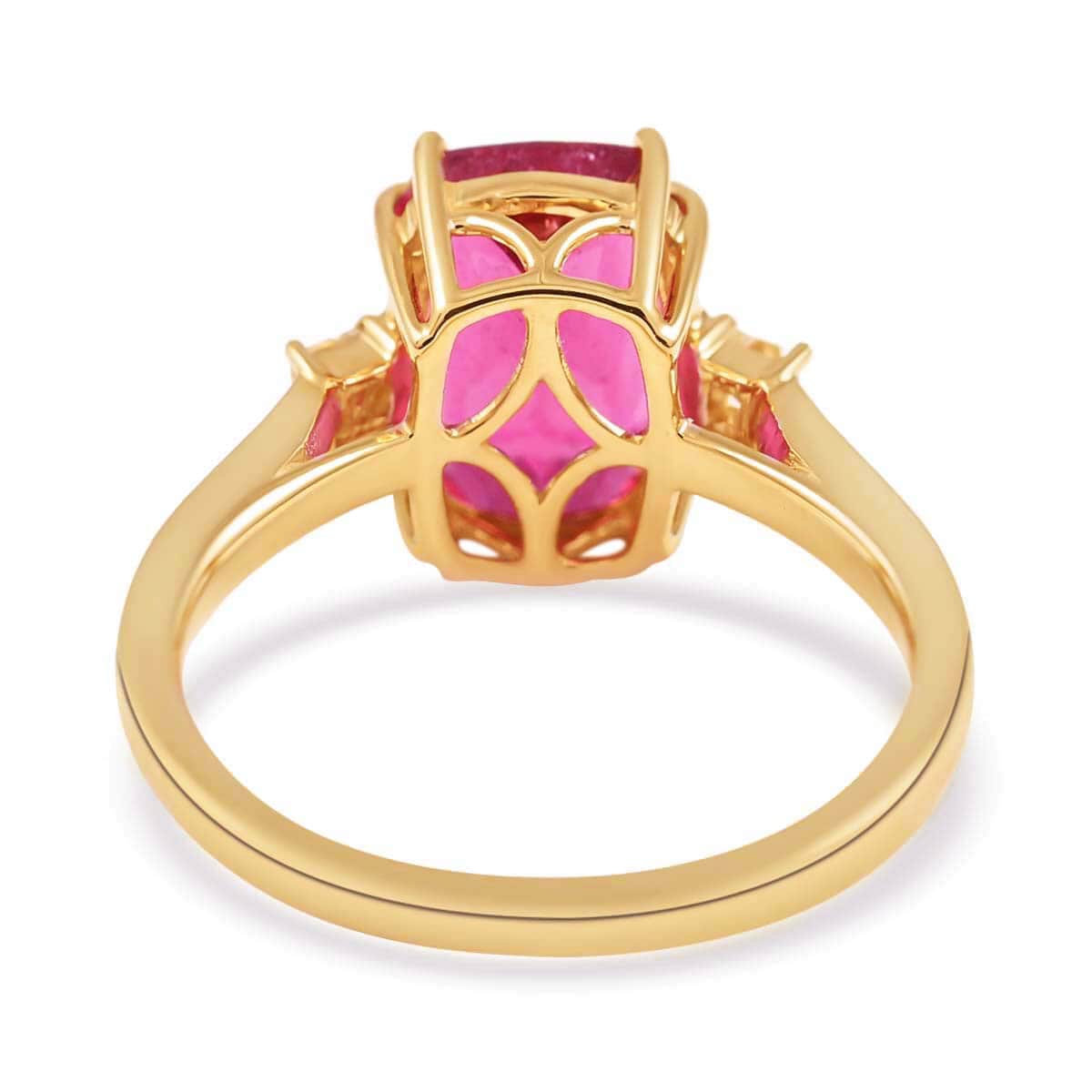 Certified & Appraised Iliana 18K Yellow Gold AAA Ouro Fino Rubellite and G-H SI Diamond Ring (Size 6.0) 3.50 ctw image number 4