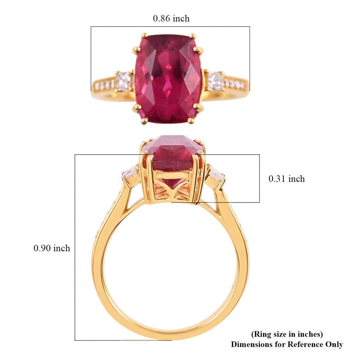 Certified & Appraised Iliana 18K Yellow Gold AAA Ouro Fino Rubellite and G-H SI Diamond Ring (Size 6.0) 3.50 ctw image number 5